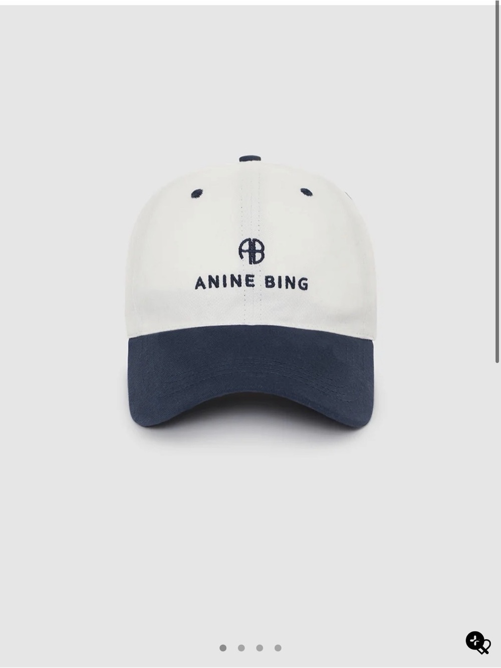 Anine Bing White and Navy Two-Tone Baseball Cap